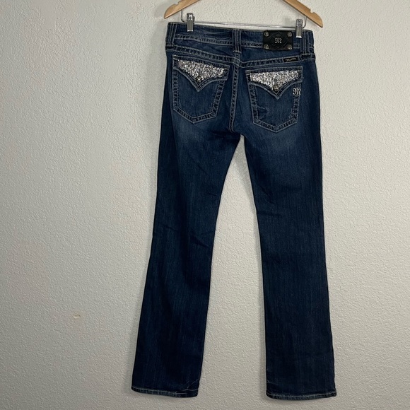 Miss Me Rhinestone embellished pockets boot cut jeans Western Rodeo Casual - Picture 2 of 7